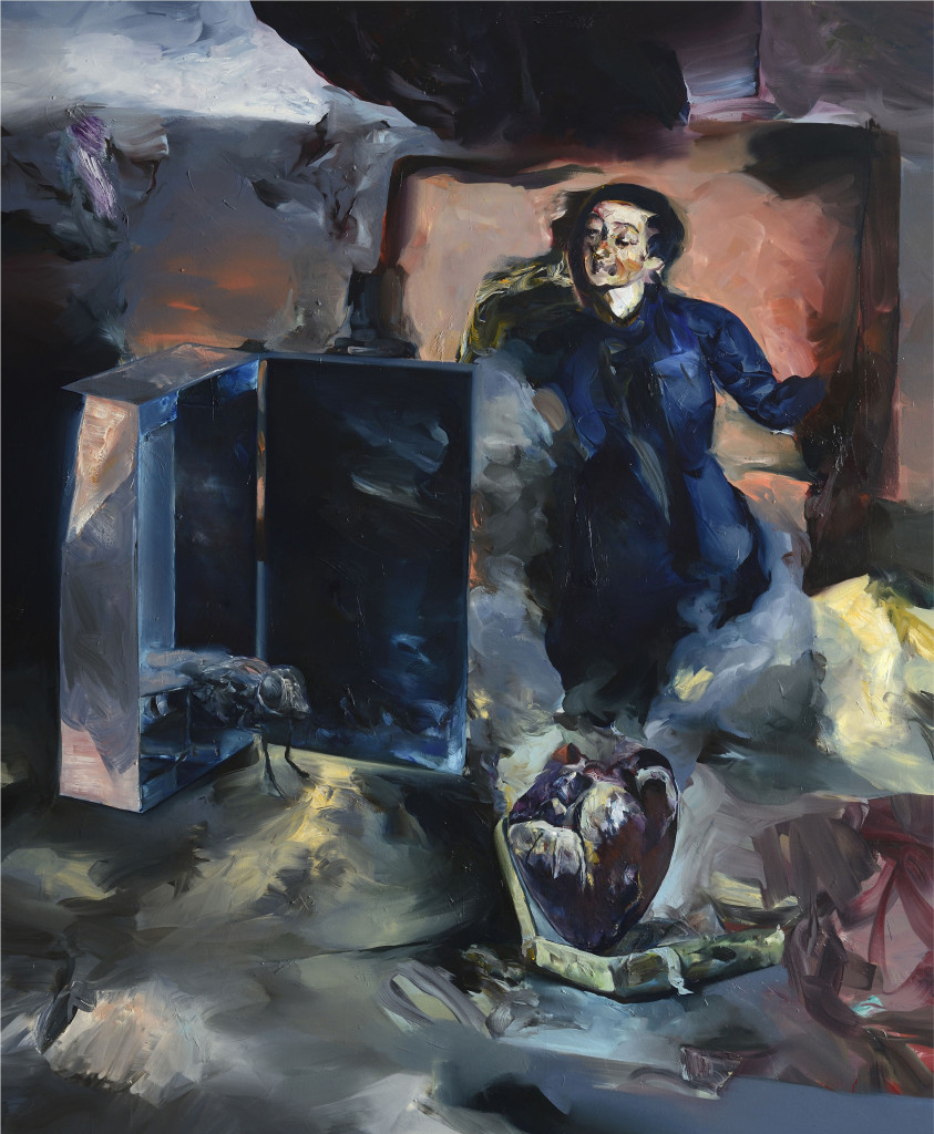 Mezi skrýšemi / In Between Hideouts, oil on canvas 170x 160 cm, 2013